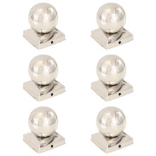 Berkfield Post Caps 6 pcs Globe Final Stainless Steel 91x91 mm