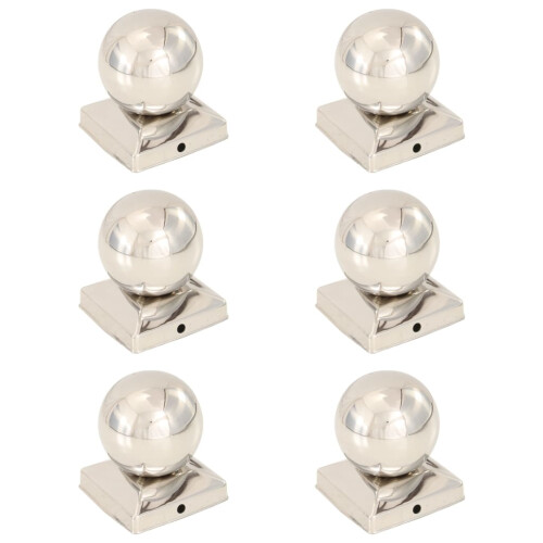 Berkfield Post Caps 6 pcs Globe Final Stainless Steel 91x91 mm