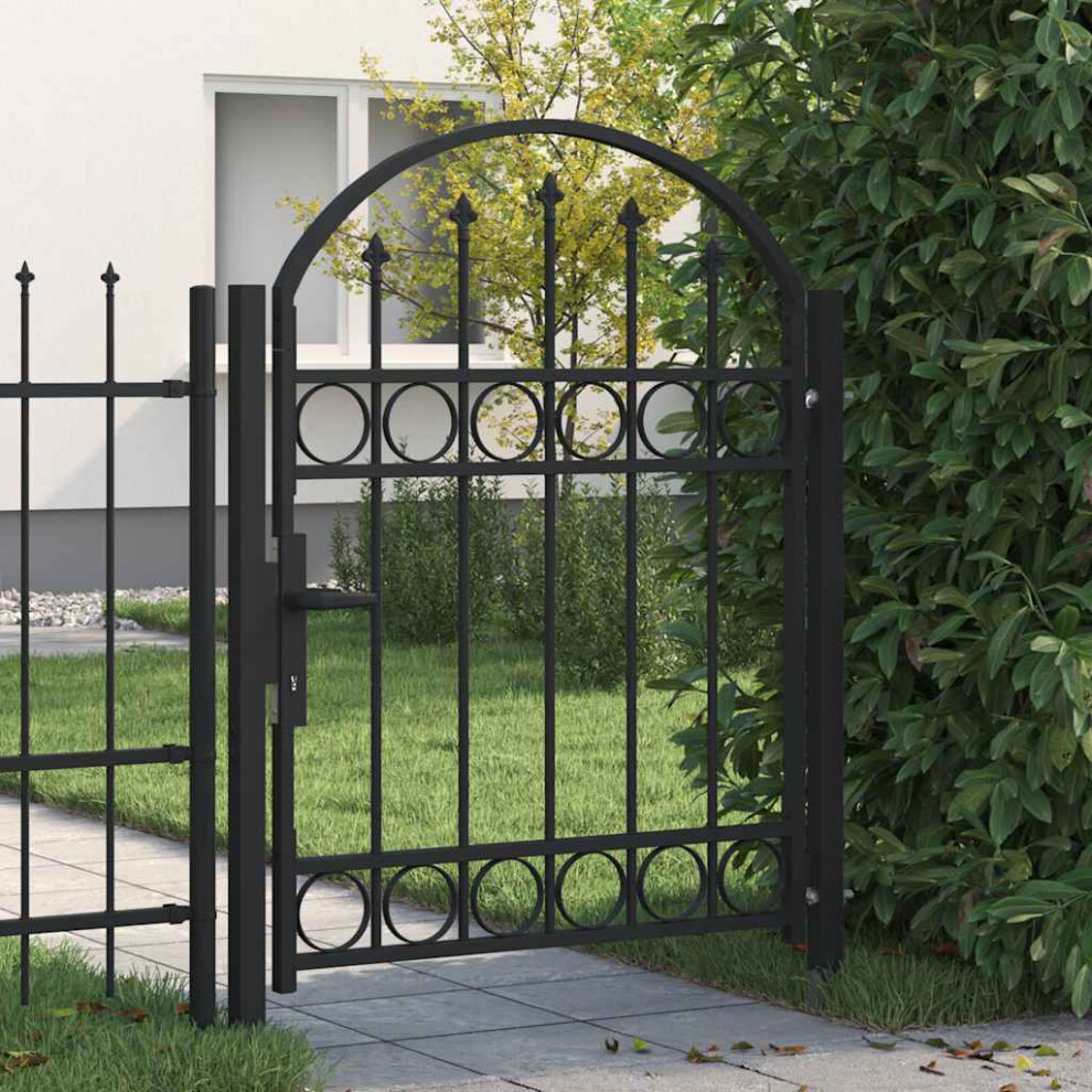 Berkfield Fence Gate Assen With Arched Top Steel 102X125 Cm Black 6915077318122