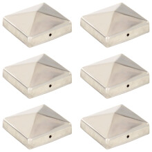 Berkfield Pyramid Fence Post Caps 6 pcs Stainless Steel 81x81 mm
