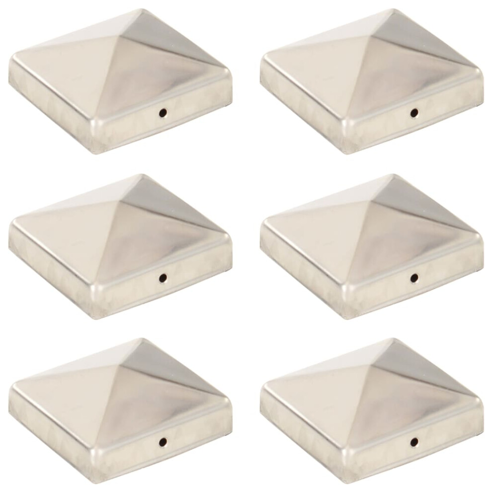 Berkfield Pyramid Fence Post Caps 6 Pcs Stainless Steel 81X81 Mm 8146597191829