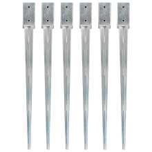 Berkfield Ground Spikes 6 pcs Silver 7x7x90 cm Galvanised Steel