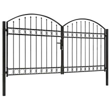 Berkfield Fence Gate ASSEN Double Door with Arched Top Steel 300x125 cm