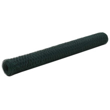 Berkfield Chicken Wire Fence Steel with PVC Coating 25x1.2 m Green