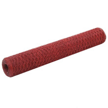 Berkfield Chicken Wire Fence Steel with PVC Coating 25x1 m Red