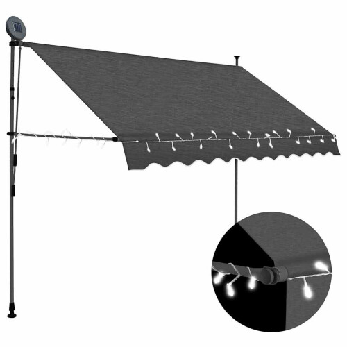 Berkfield Manual Retractable Awning with LED 250 cm Anthracite