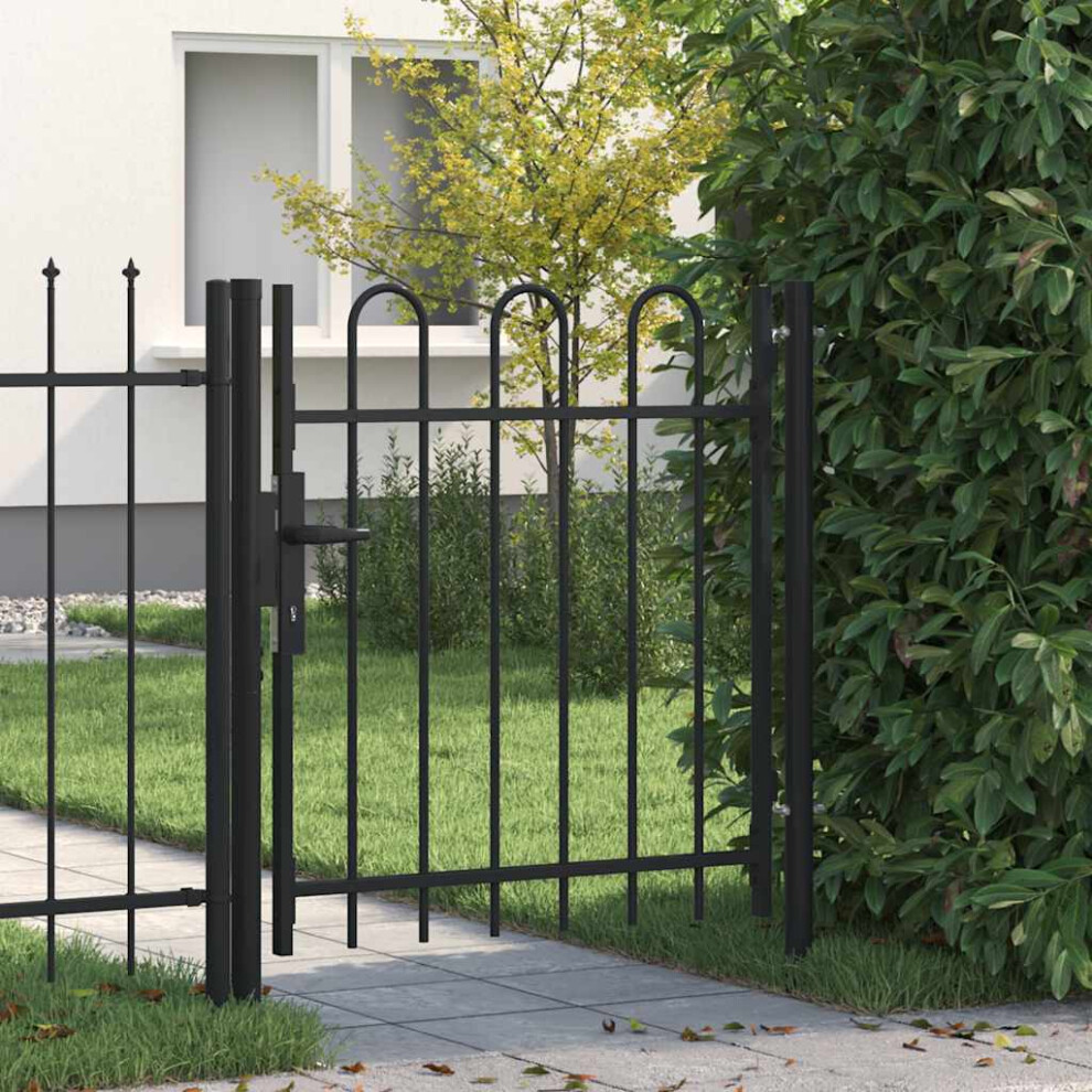 Berkfield Fence Gate Boxtel Single Door With Arched Top Steel 1X1 M Black 6940104659008