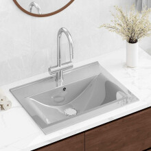 Berkfield Wash Basin with Overflow 60x46x16 cm Ceramic Silver