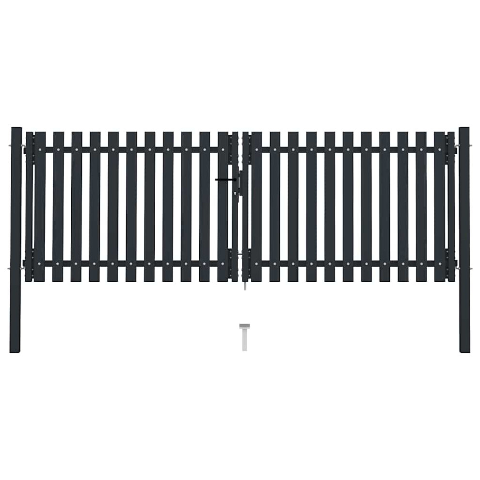 Berkfield Double Door Fence Gate Steel 300X125 Cm Anthracite 3460225640745