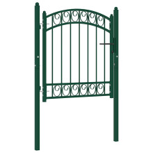 Berkfield Fence Gate EMMEN with Arched Top Steel 100x86 cm Green