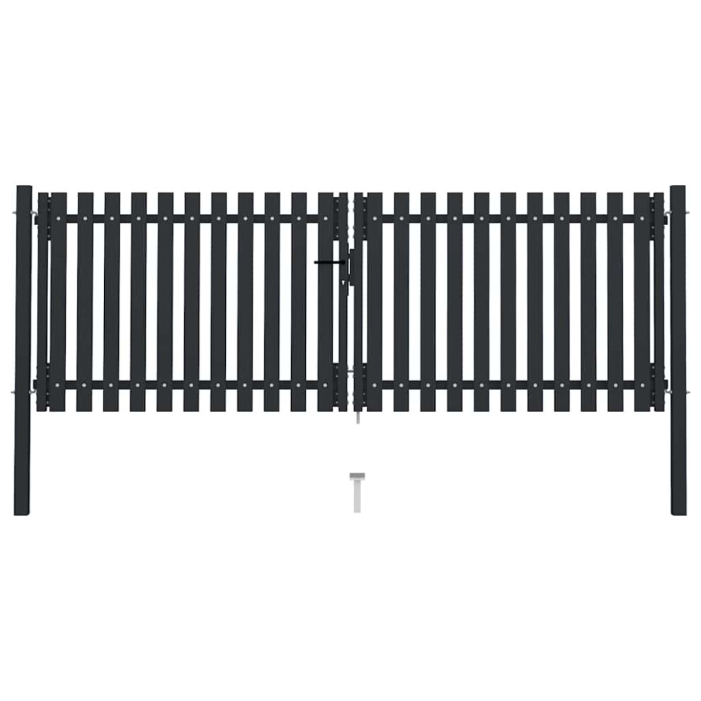 Berkfield Double Door Fence Gate Steel 300X75 Cm Anthracite 880613605126