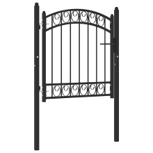 Berkfield Fence Gate EMMEN with Arched Top Steel 100x86 cm Black