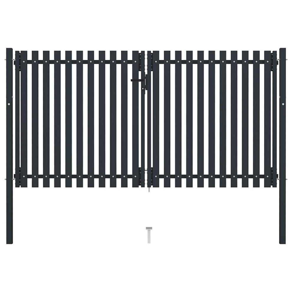 Berkfield Double Door Fence Gate Steel 300X150 Cm Anthracite 3833297048274