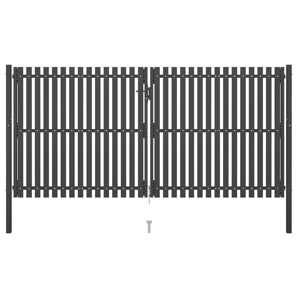 Berkfield Garden Fence Gate Steel 400X175 Cm Anthracite 962302377887