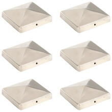 Berkfield Pyramid Fence Post Caps 6 pcs Stainless Steel 101x101 mm