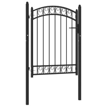 Berkfield Fence Gate EMMEN with Arched Top Steel 100x98.5 cm Black