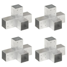Berkfield Post Connectors 4 pcs X Shape Galvanised Metal 81x81 mm