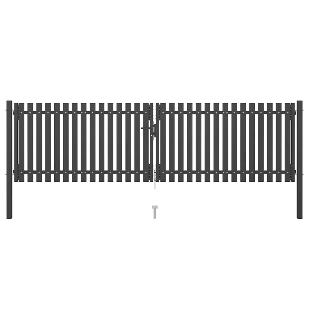 Berkfield Garden Fence Gate Steel 400X75 Cm Anthracite 8457078497027