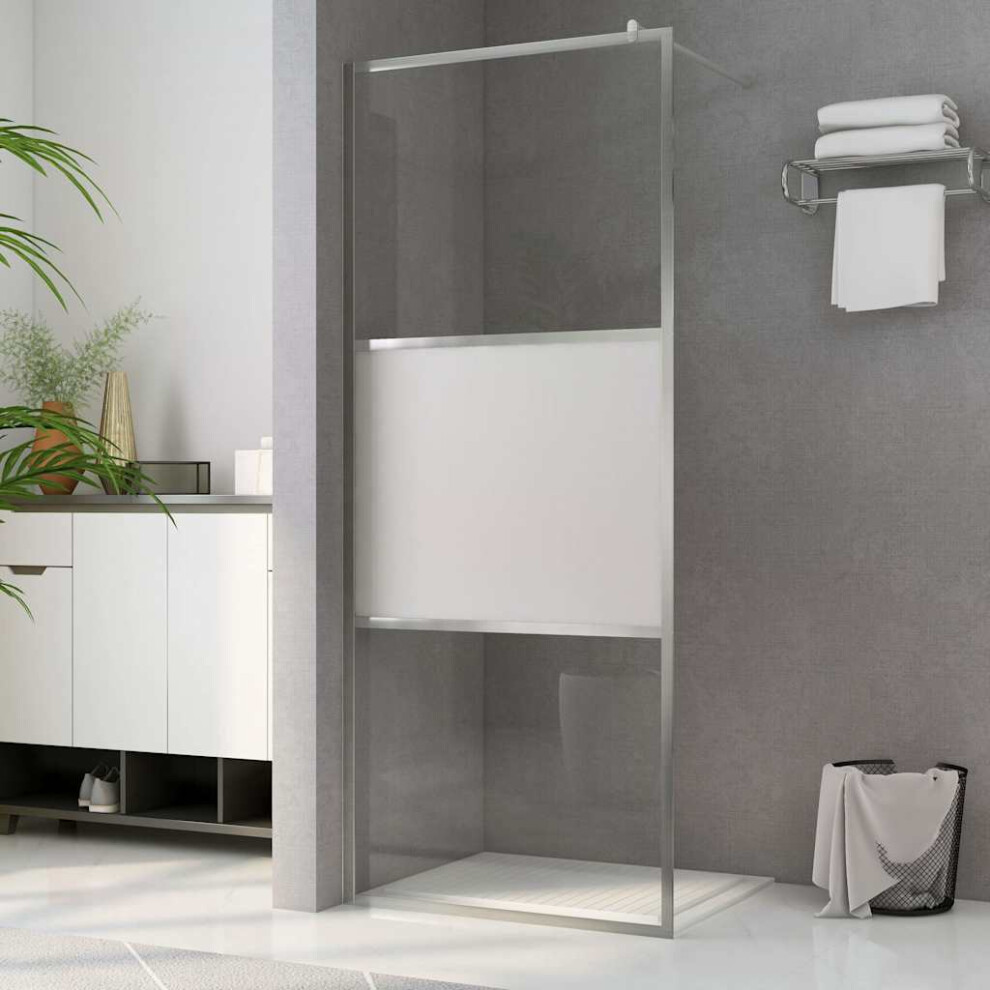 Berkfield Walk-In Shower Wall With Half Frosted Esg Glass 100X195 Cm 9483076911646
