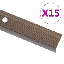 Berkfield Stair Nosings in L-shape 15 pcs Aluminium 90 cm Brown