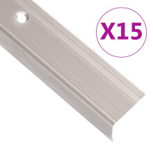 Berkfield Stair Nosings in L-shape 15 pcs Aluminium 100 cm Champagne