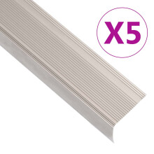 Berkfield Stair Nosings in L-shape 5 pcs Aluminium 100 cm Champagne