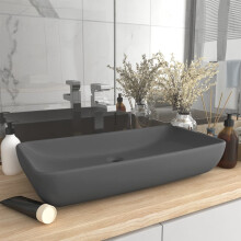 Berkfield Luxury Basin Rectangular Matt Dark Grey 71x38 cm Ceramic