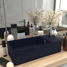 Berkfield Bathroom Sink with Overflow Ceramic Dark Blue