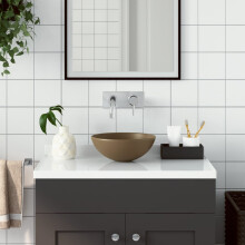 Berkfield Bathroom Sink Ceramic Matt Cream Round