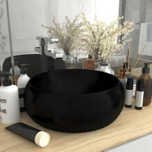 Berkfield Luxury Wash Basin Round Matt Black 40x15 cm Ceramic