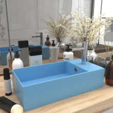 Berkfield Bathroom Sink with Overflow Ceramic Light Blue