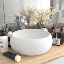 Berkfield Luxury Wash Basin Round Matt White 40x15 cm Ceramic