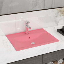 Berkfield Luxury Basin with Faucet Hole Matt Pink 60x46 cm Ceramic
