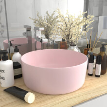 Berkfield Luxury Wash Basin Round Matt Pink 40x15 cm Ceramic