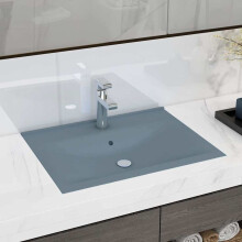 Berkfield Luxury Basin with Faucet Hole Matt Light Blue 60x46 cm Ceramic