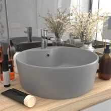 Berkfield Luxury Wash Basin with Overflow Matt Light Grey 36x13 cm Ceramic