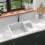 Berkfield Kitchen Sink with Overflow Hole Double Basins White Granite 1