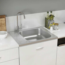 Berkfield Kitchen Sink with Drainer Set Silver 600x500x155 mm Stainless Steel