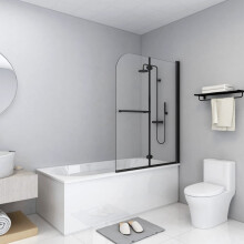 Berkfield Folding Shower Enclosure 2 Panels ESG 95x140 cm Black