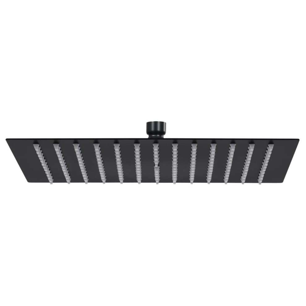 Berkfield Rain Shower Head Stainless Steel 30X30 Cm Square Black 3353829350427