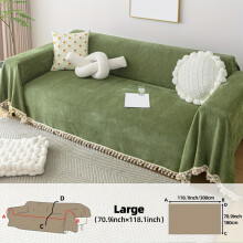 (Green, Large Size(180cm*300cm)) 1pc Style Snow Neale Herringbone Pattern Sofa Towel Simple Solid Color Snow Neale Sofa Cover Carpet Sofa Cover
