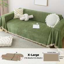 (Green, XL(180cm*340cm)) 1pc Style Snow Neale Herringbone Pattern Sofa Towel Simple Solid Color Snow Neale Sofa Cover Carpet Sofa Cover