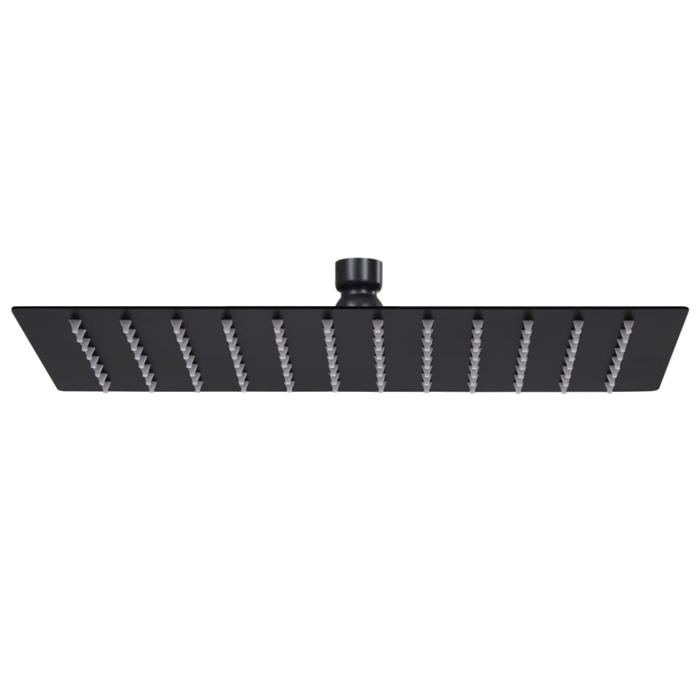 Berkfield Rain Shower Head Stainless Steel 30X20 Cm Rectangular Black 719455459539