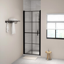 Berkfield Shower Door Tempered Glass 91x195 cm Black