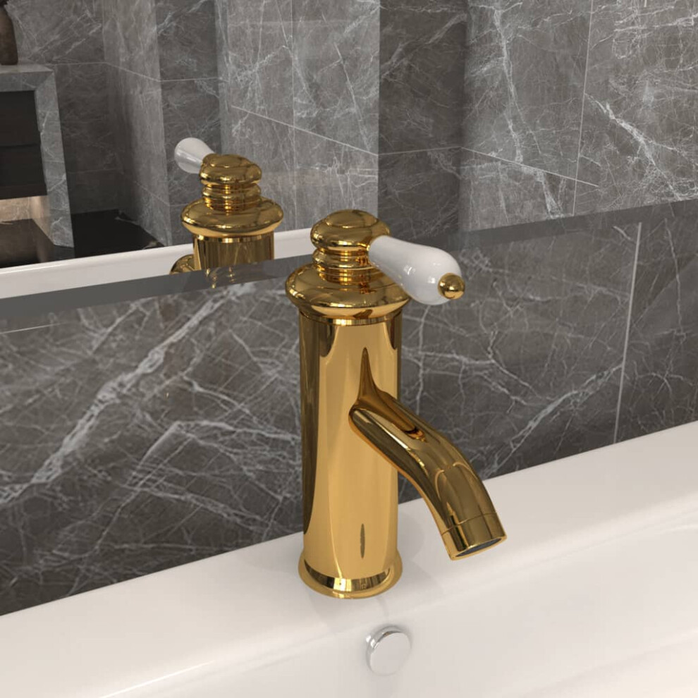 Berkfield Bathroom Basin Faucet Gold 130X180 Mm 4892840437155