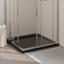 Berkfield Square ABS Shower Base Tray Black 90x90 cm
