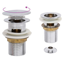 Berkfield Push Drain with Overflow Function Chrome 6.4x6.4x9.1 cm