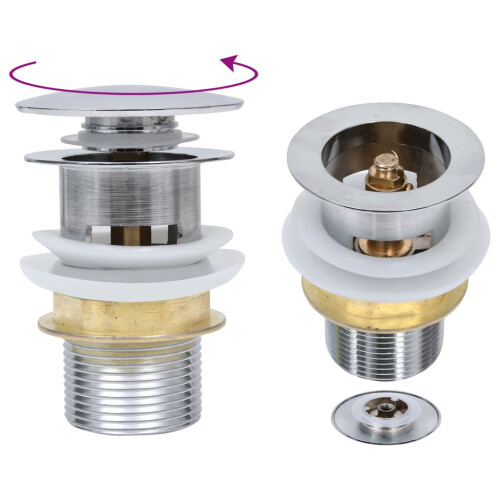 Berkfield Push Drain without Overflow Function Silver 6.4x6.4x9.1 cm