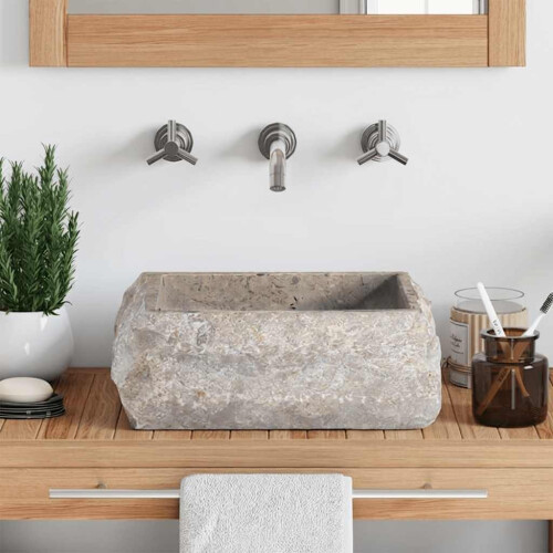 Berkfield Sink Grey 30x30x13 cm Marble