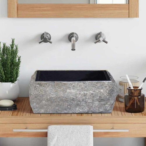 Berkfield Sink Black 30x30x13 cm Marble